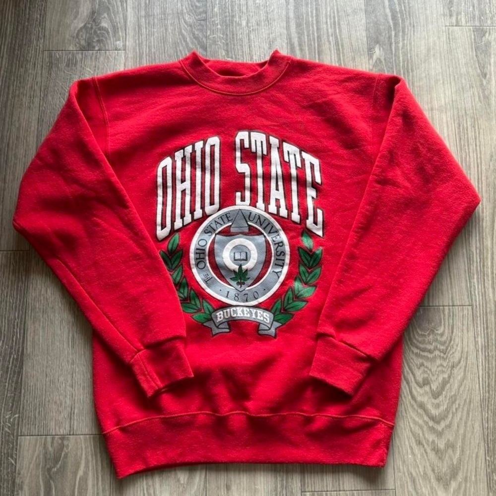 Vintage Ohio state Crewneck Mens Large Red NCAA 90s Pullover Sweatshirt #311